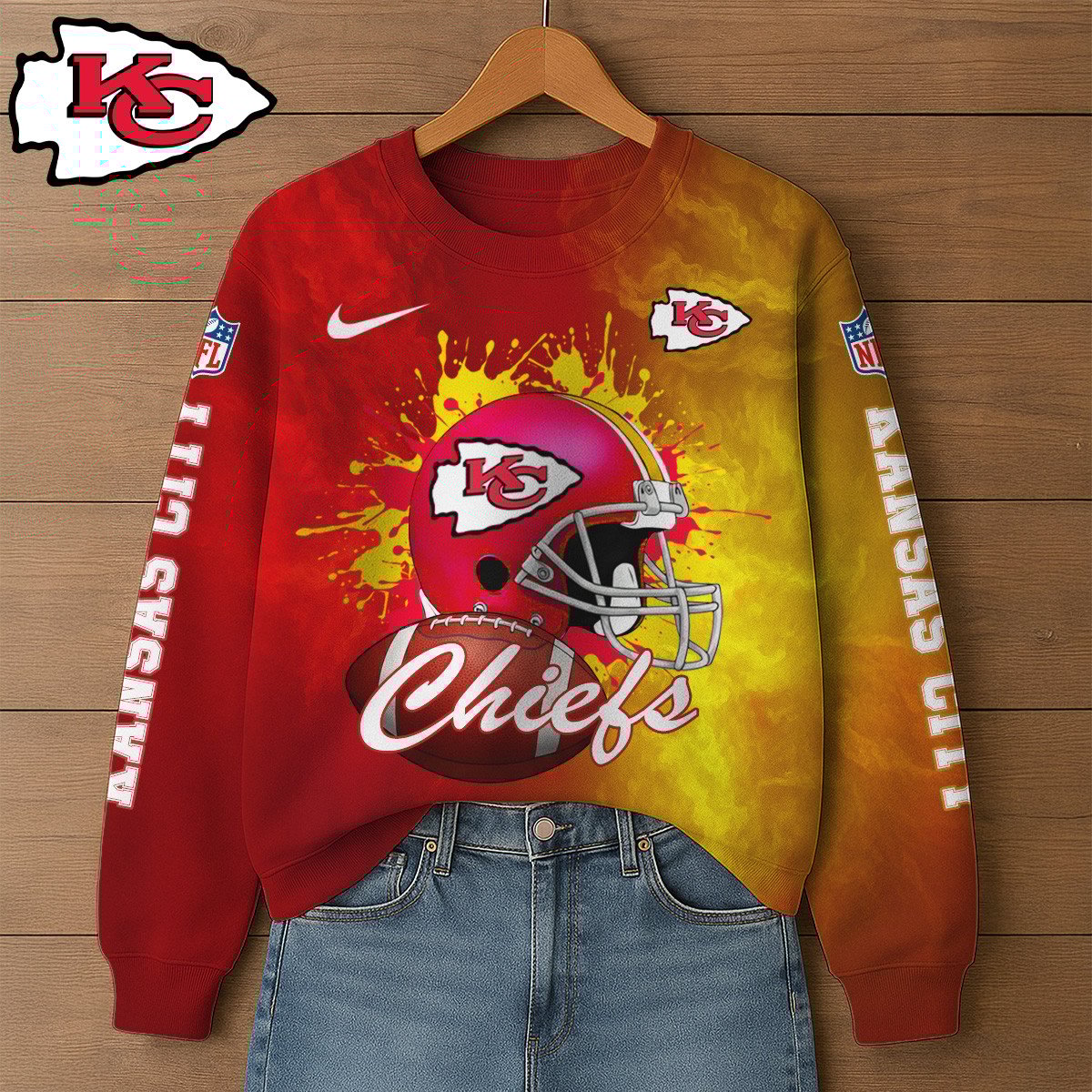 NFL x KC Premium 3D Printed Long Sleeve Sweatshirt HLP 271025