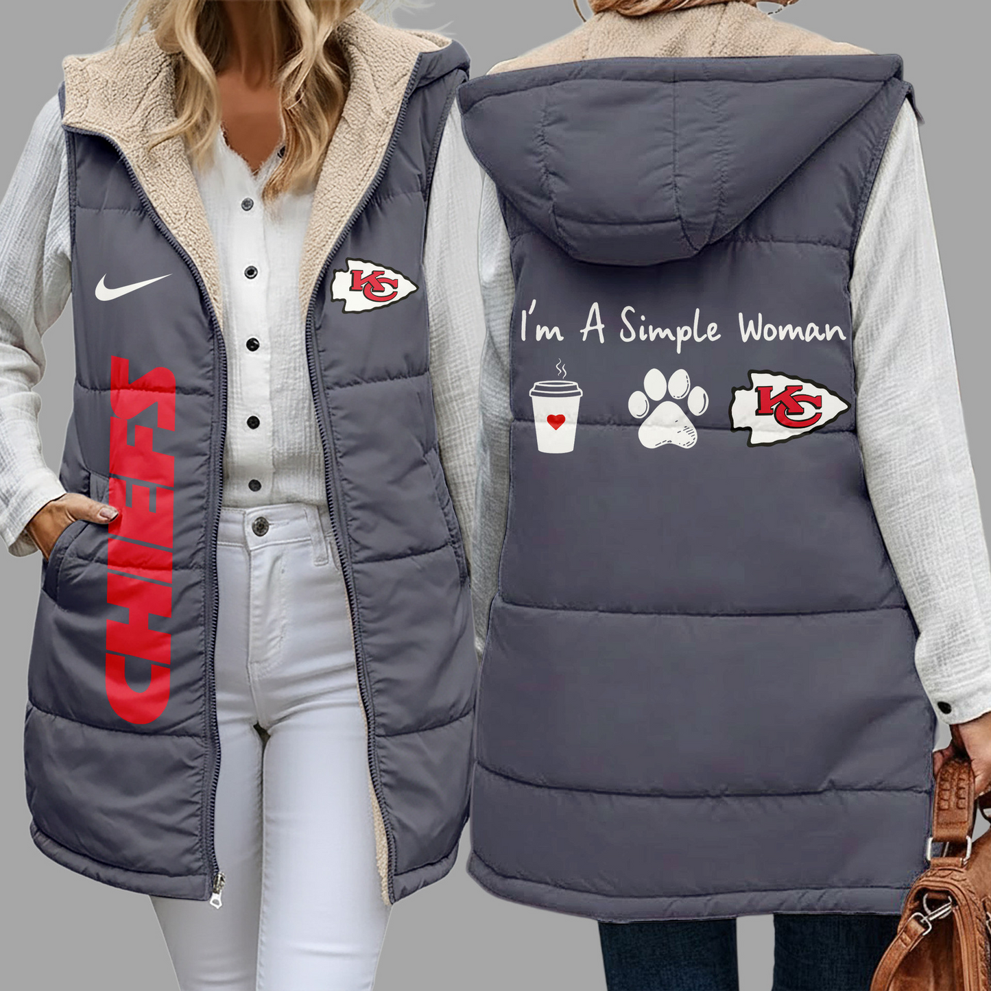 NFL x KC Premium NFL Simple Girl Quilted Vest V1 NAK