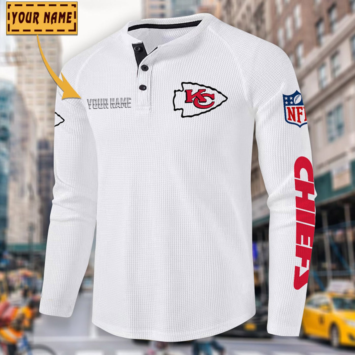 NFL x KC Solid color long sleeve bottoming shirt henley shirt V1 NAK NHM
