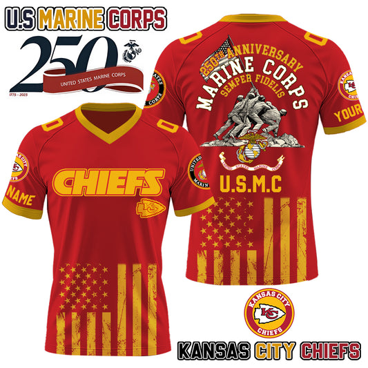 NFL x KC U.S Marine Corps 250th Anniversary Premium-V-neck Short Sleeve Jersey HLP 271025