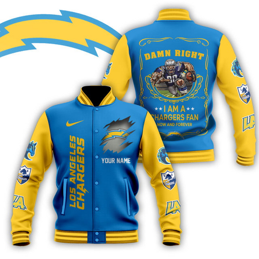 NFL x LAC Personalized Custom Baseball Jacket V1 NAK