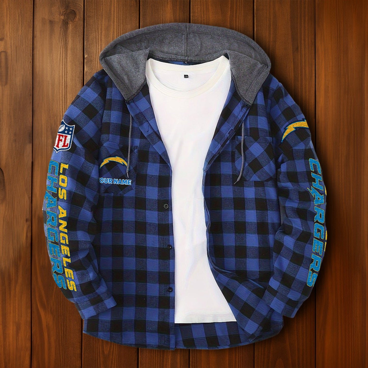 NFL x LAC Personalized Flannel Hoodie Shirts HLP