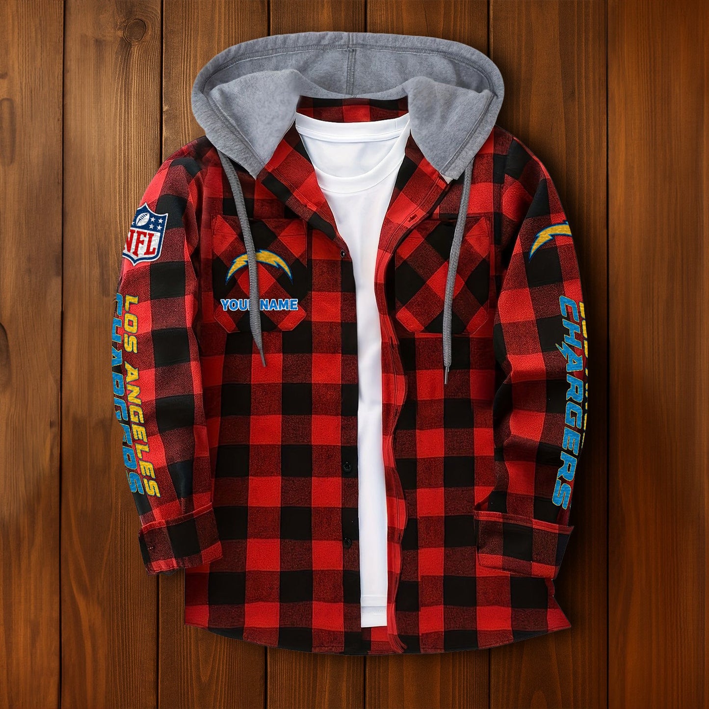 NFL x LAC Personalized Flannel Hoodie Shirts HLP