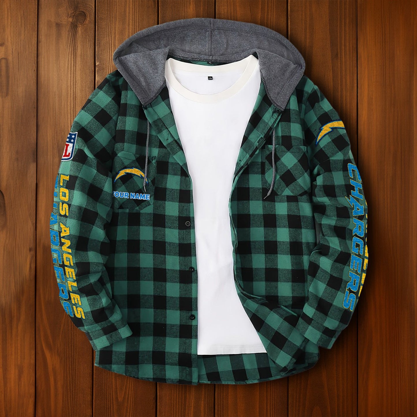 NFL x LAC Personalized Flannel Hoodie Shirts HLP