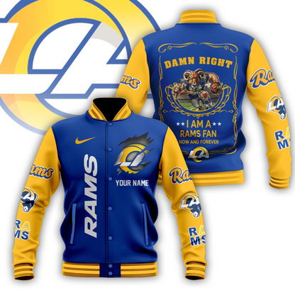 NFL x LAR Personalized Custom Baseball Jacket V1 NAK