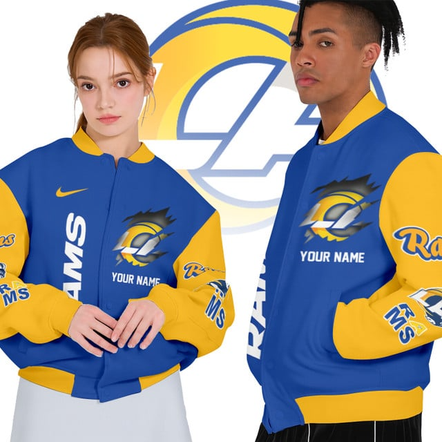 NFL x LAR Personalized Custom Baseball Jacket V1 NAK