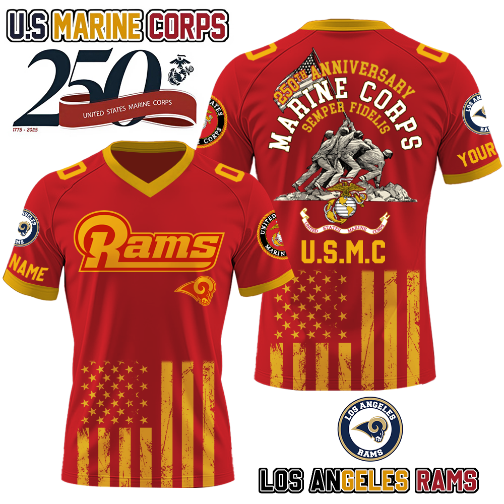 NFL x LAR U.S Marine Corps 250th Anniversary Premium-V-neck Short Sleeve Jersey HLP 271025