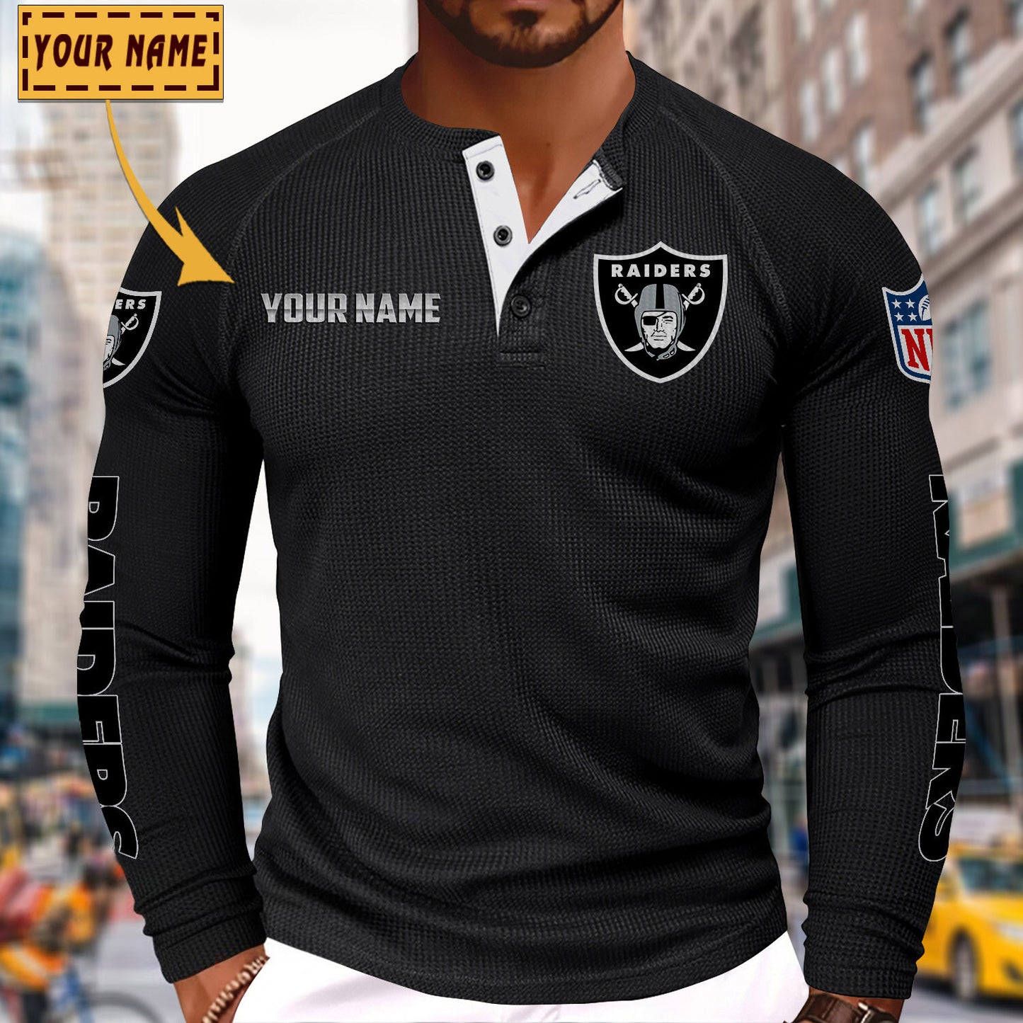 NFL x LV Solid color long sleeve bottoming shirt henley shirt V1 NAK NHM
