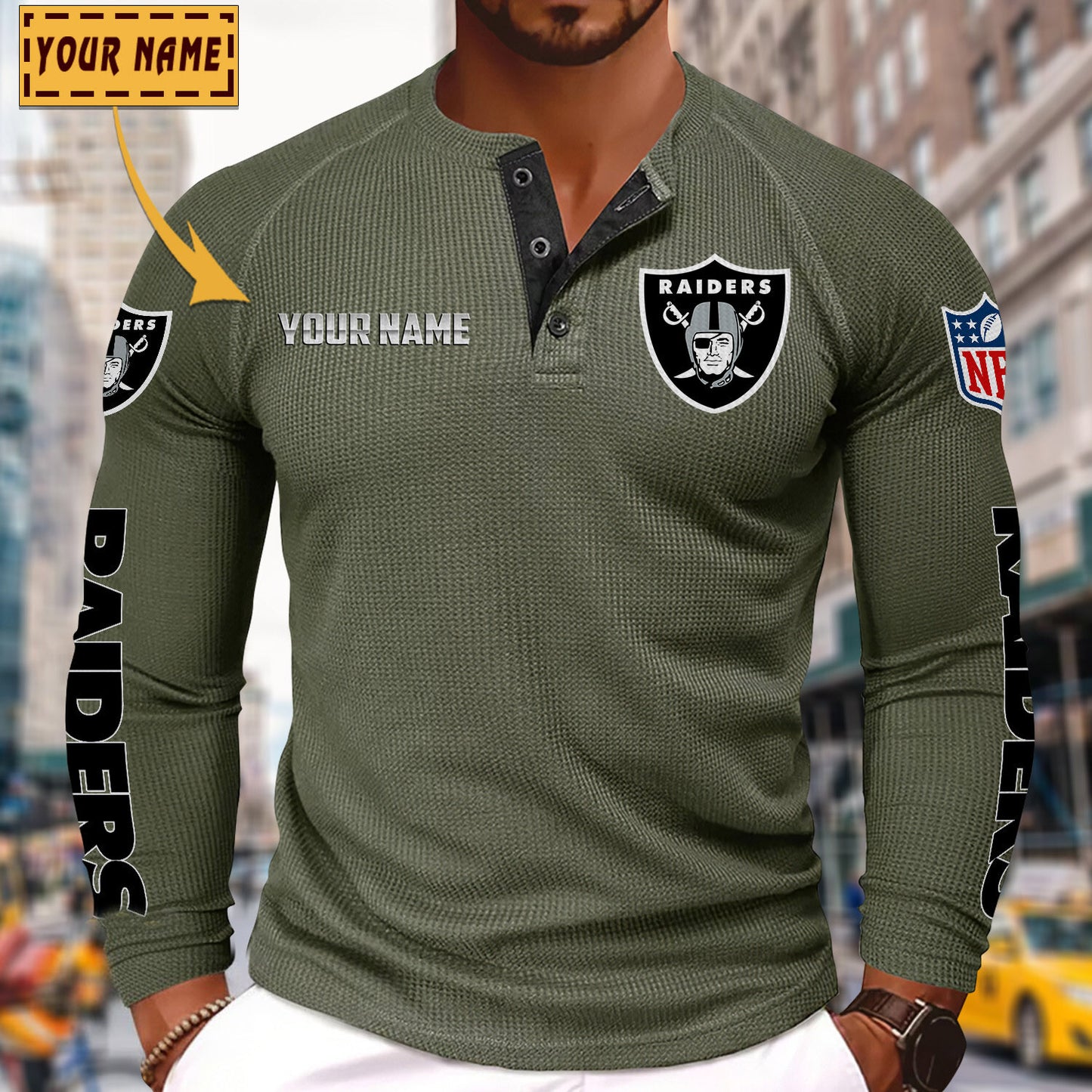 NFL x LV Solid color long sleeve bottoming shirt henley shirt V1 NAK NHM