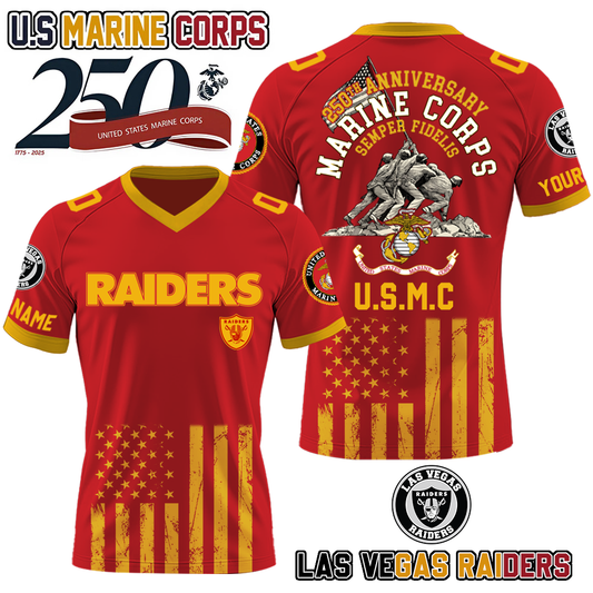 NFL x LV U.S Marine Corps 250th Anniversary Premium-V-neck Short Sleeve Jersey HLP 271025
