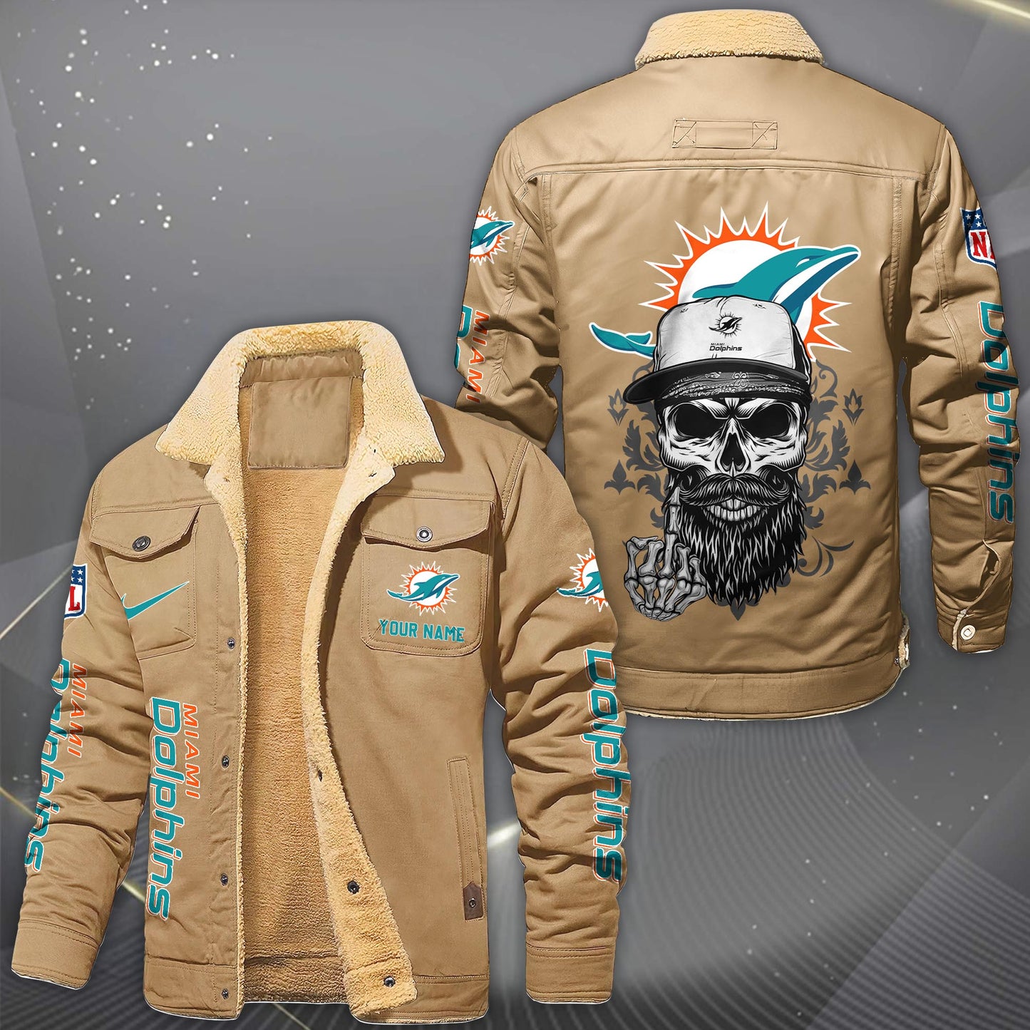 NFL x MIA Fleece Lined Cargo Jacket HLP