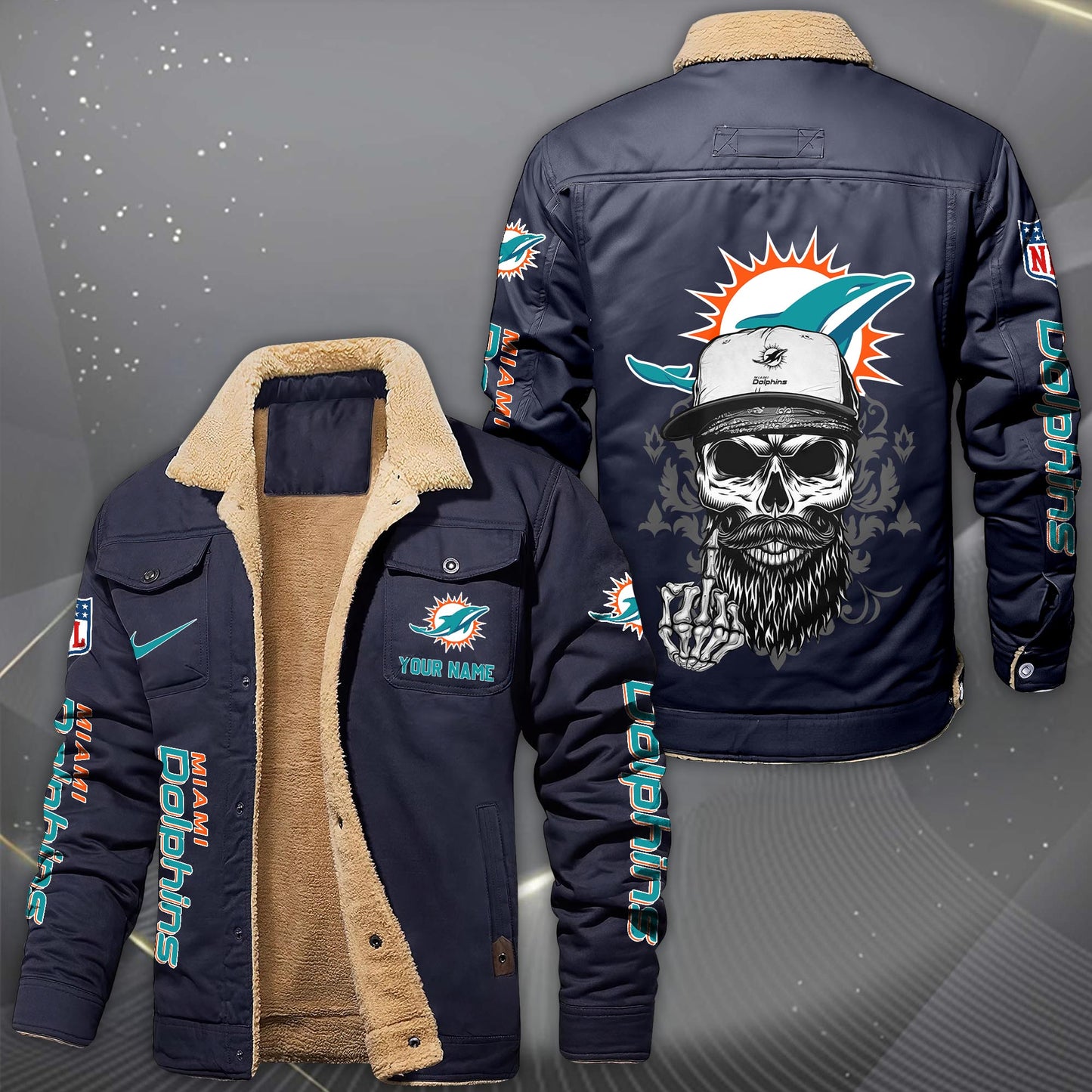 NFL x MIA Fleece Lined Cargo Jacket HLP