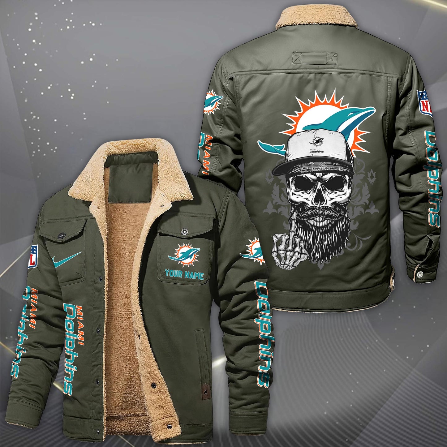 NFL x MIA Fleece Lined Cargo Jacket HLP