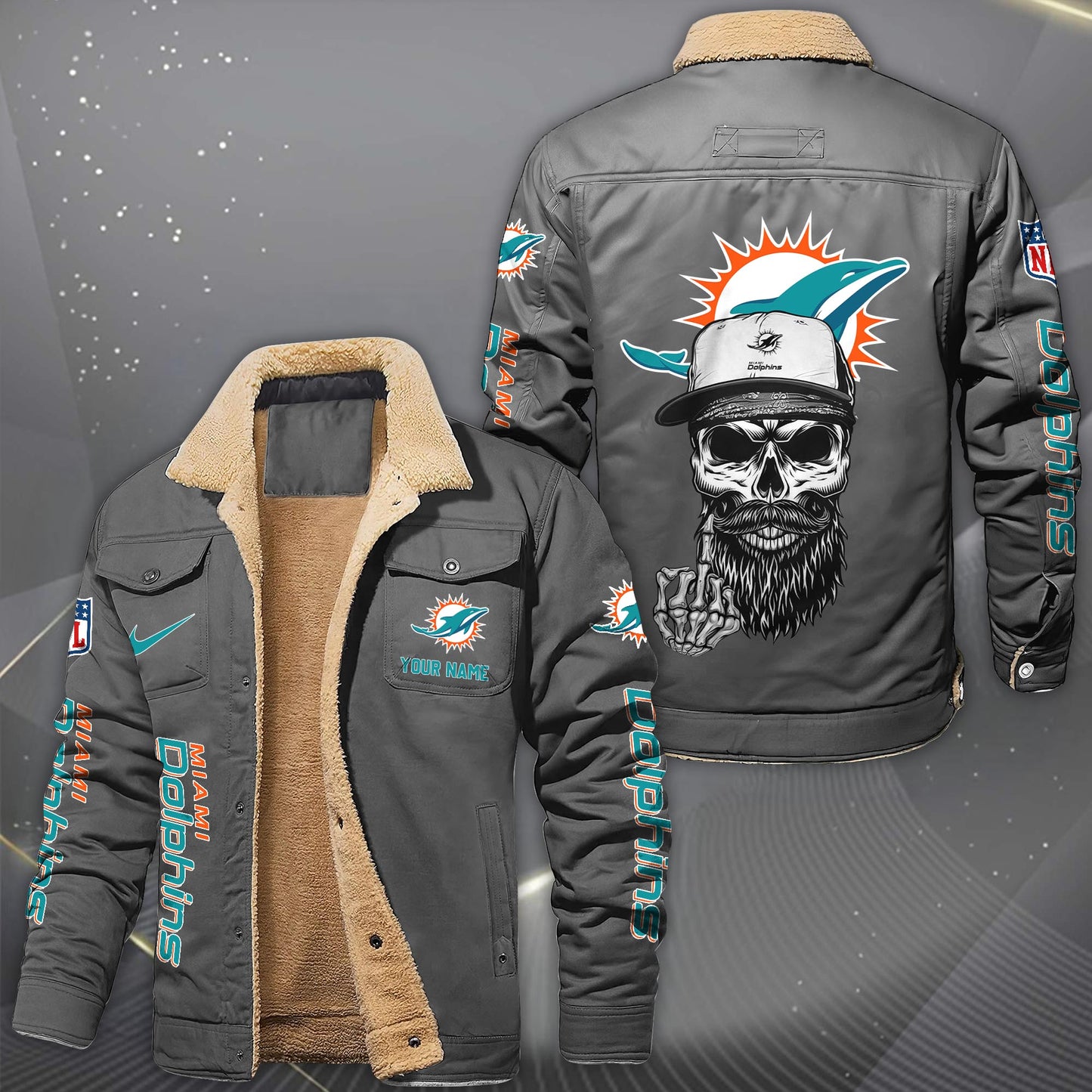 NFL x MIA Fleece Lined Cargo Jacket HLP