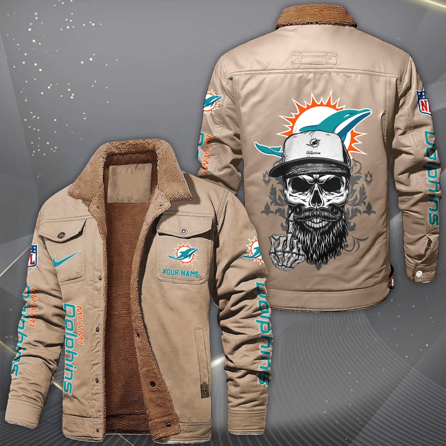 NFL x MIA Fleece Lined Cargo Jacket HLP