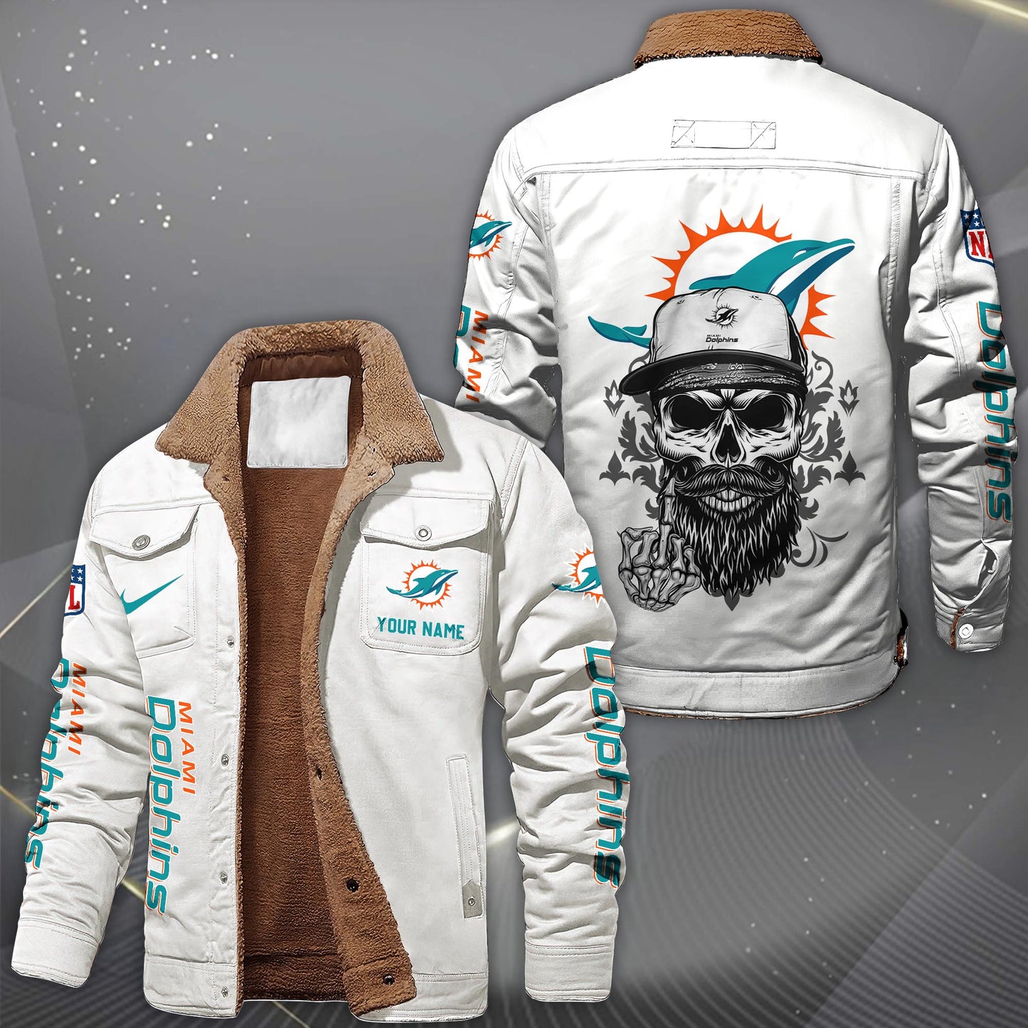 NFL x MIA Fleece Lined Cargo Jacket HLP