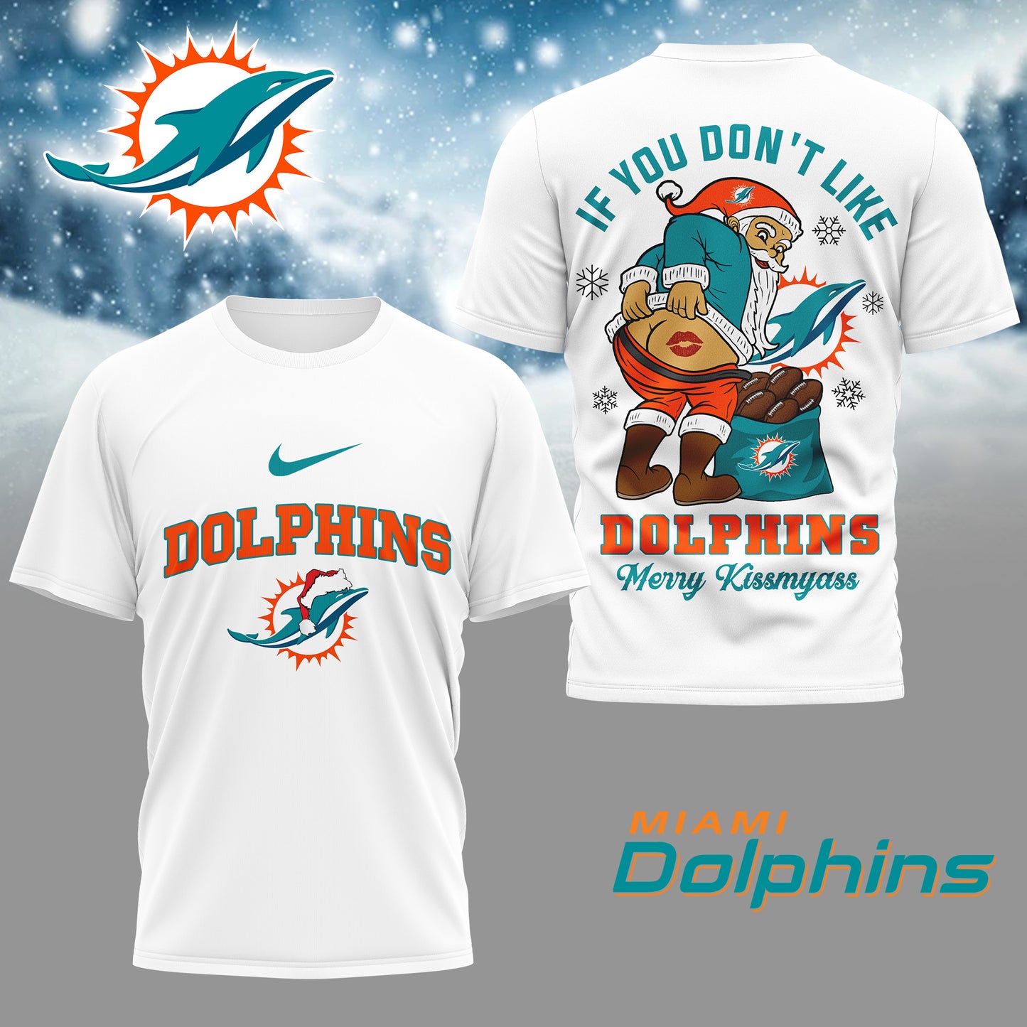 NFL x MIA Funny Xmas 3D Shirt HLP