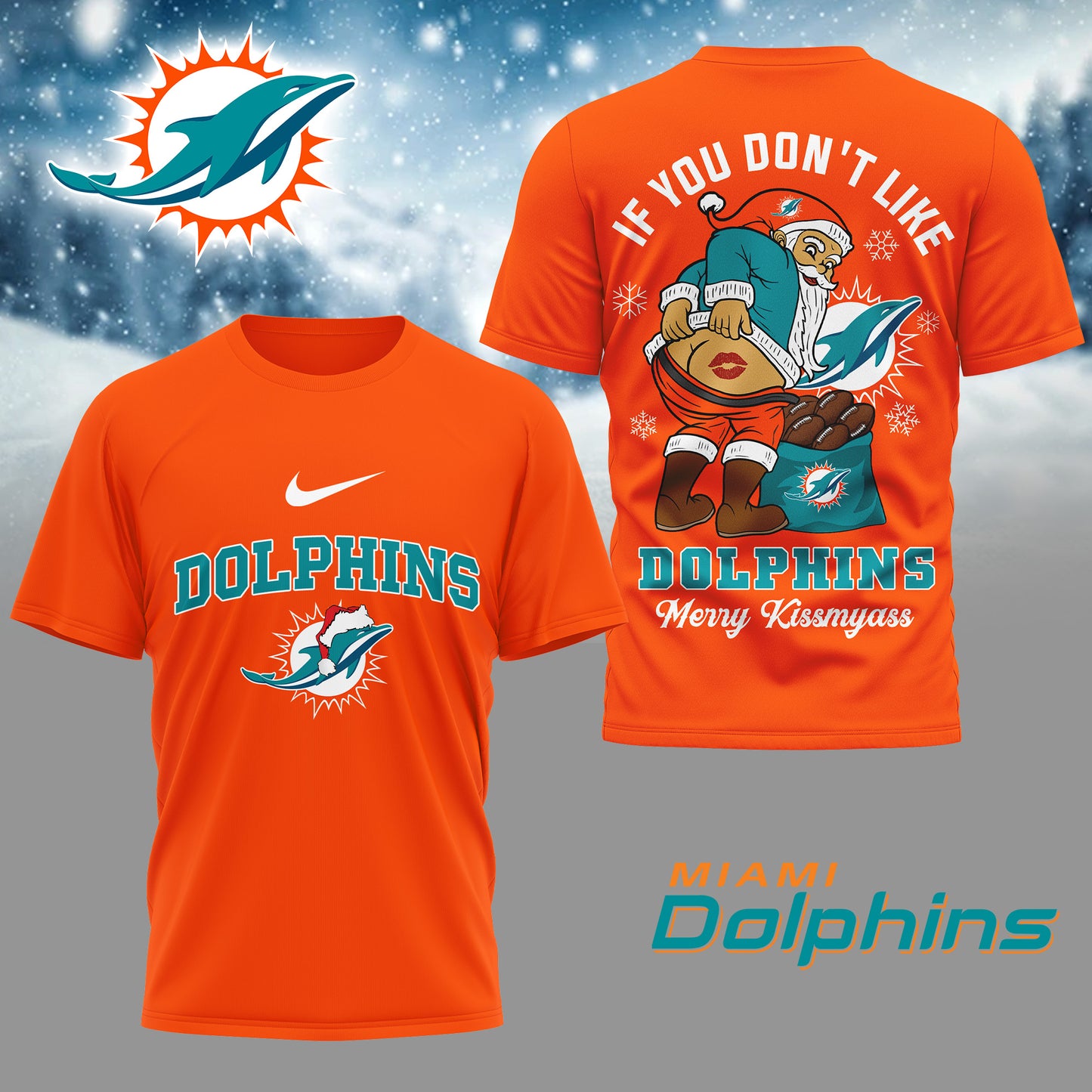 NFL x MIA Funny Xmas 3D Shirt HLP