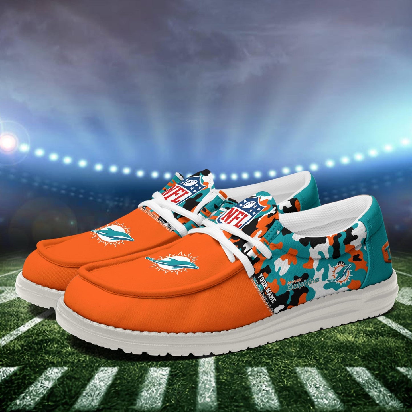 NFL x MIA Personalized Canvas Loafer Shoes HLP