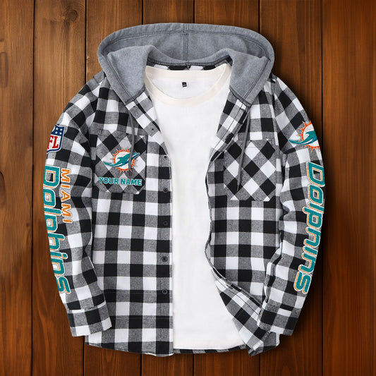 NFL x MIA Personalized Flannel Hoodie Shirts HLP
