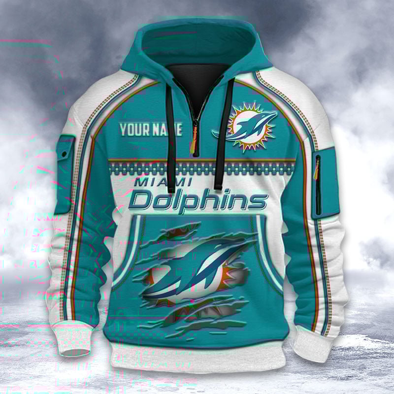 NFL x MIA Personalized Half-zip Hoodie HLP