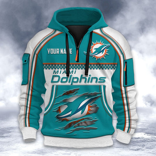 NFL x MIA Personalized Half-zip Hoodie HLP