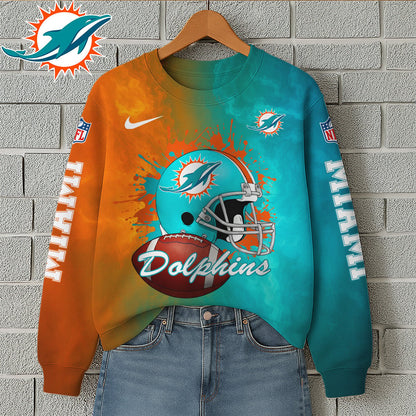 NFL x MIA Premium 3D Printed Long Sleeve Sweatshirt HLP 271025