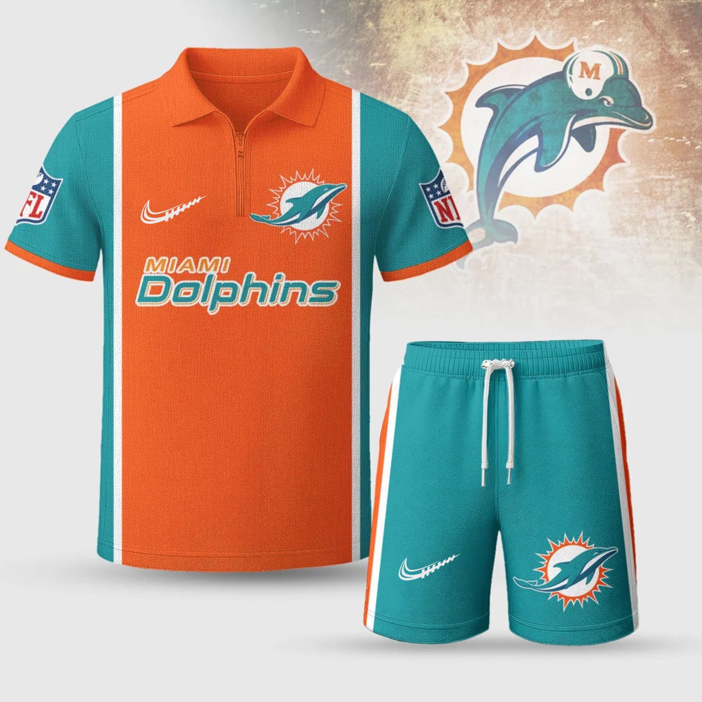 NFL x MIA Premium Combo Polo And Shorts V1 NAK NHM