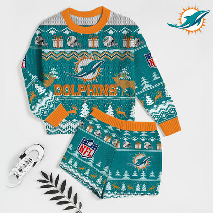 NFL x MIA Touchdown Holiday Sweatshirt & Shorts Set HLP 251025