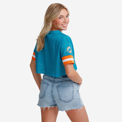 NFL x MIA Womens Gameday Custom Number Mesh Crop Top HLP