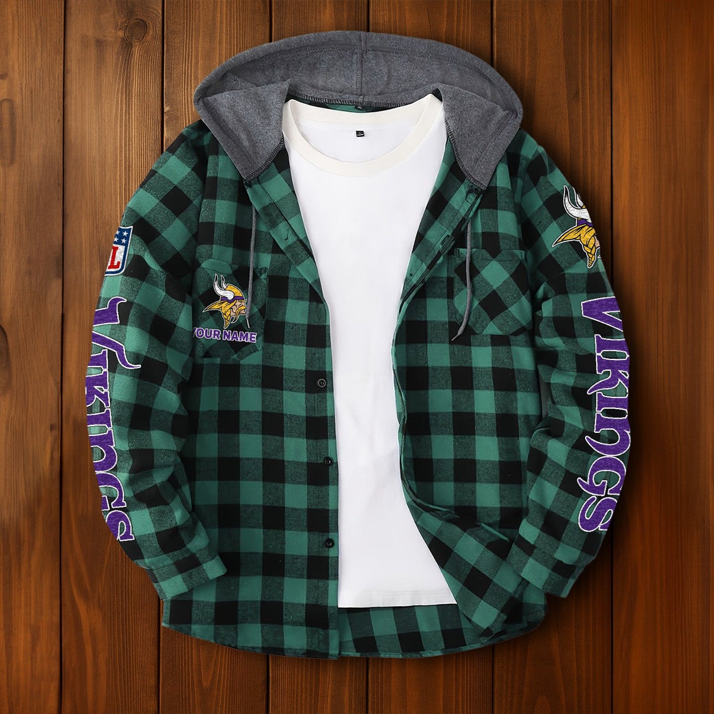 NFL x MIN Personalized Flannel Hoodie Shirts HLP
