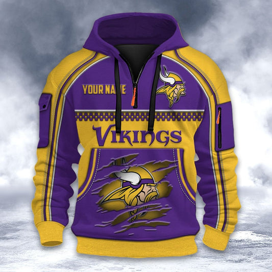 NFL x MIN Personalized Half-zip Hoodie HLP