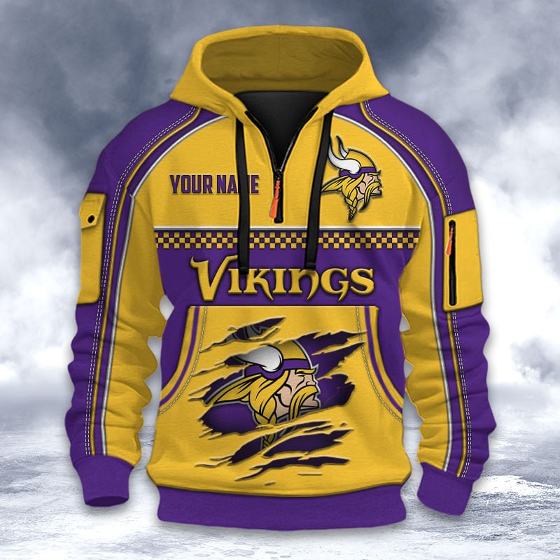 NFL x MIN Personalized Half-zip Hoodie HLP