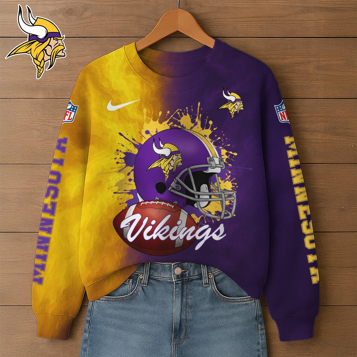 NFL x MIN Premium 3D Printed Long Sleeve Sweatshirt HLP 271025
