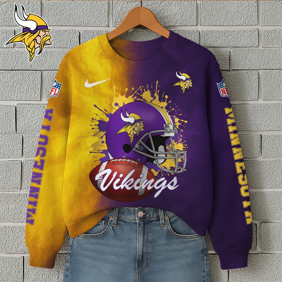 NFL x MIN Premium 3D Printed Long Sleeve Sweatshirt HLP 271025