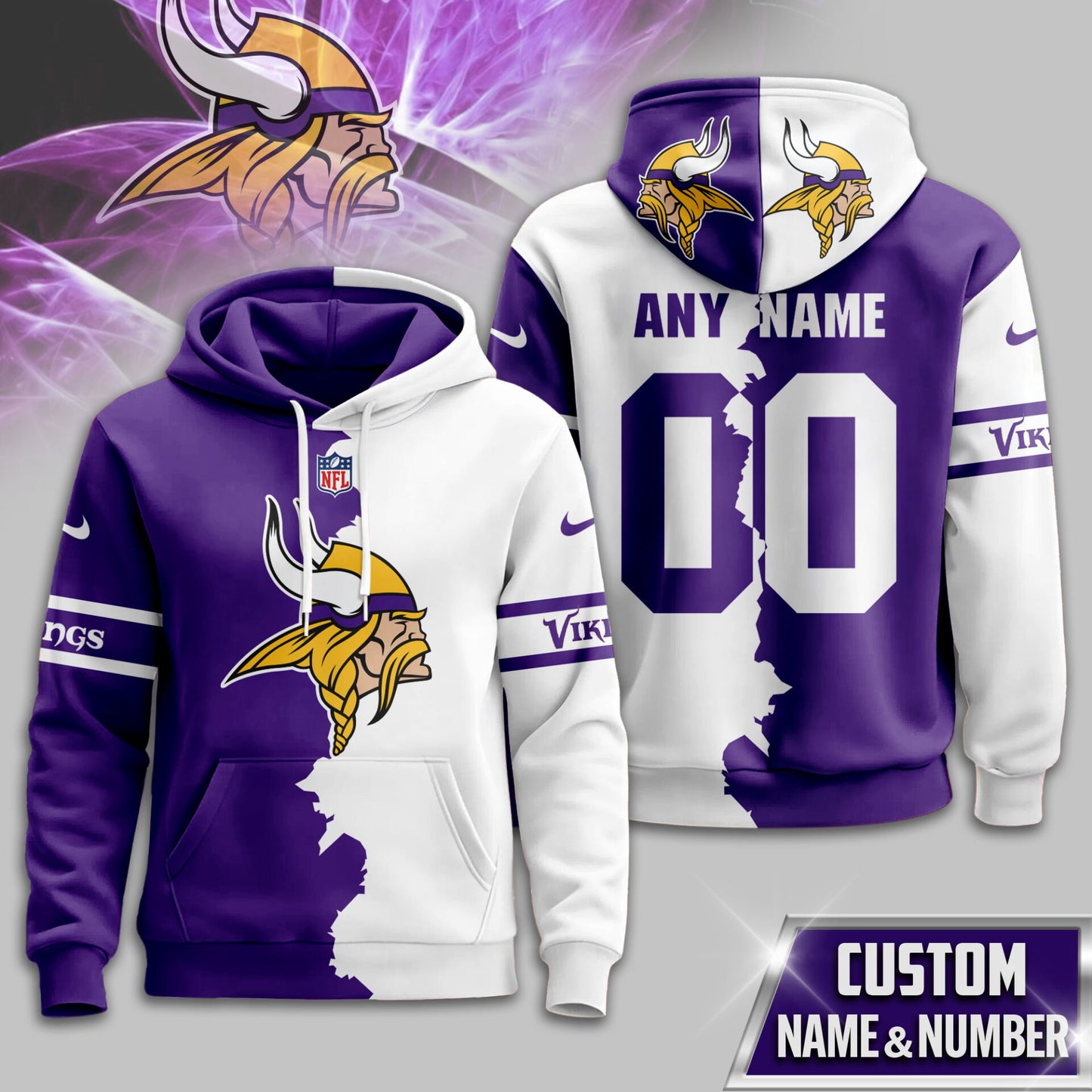 NFL x MIN Split Personalized Hoodie HLP