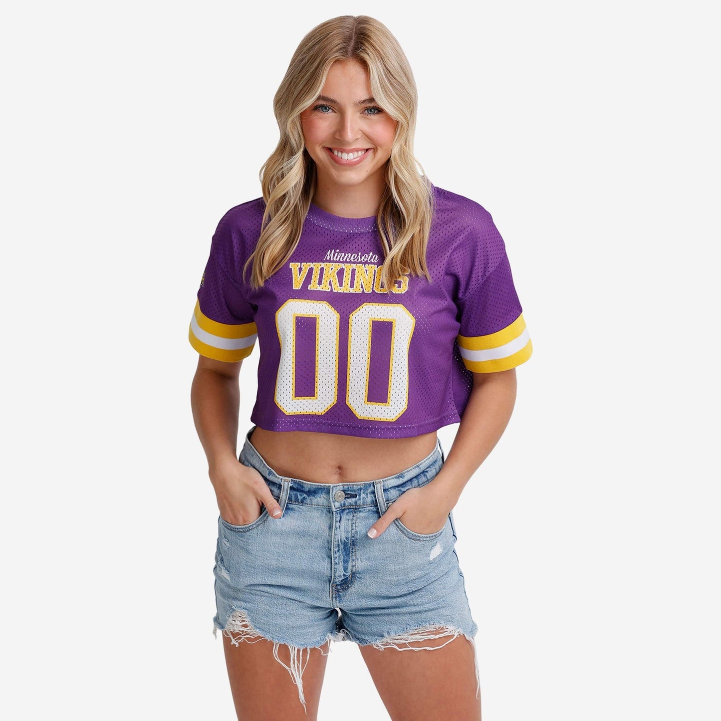 NFL x MIN Womens Gameday Custom Number Mesh Crop Top HLP