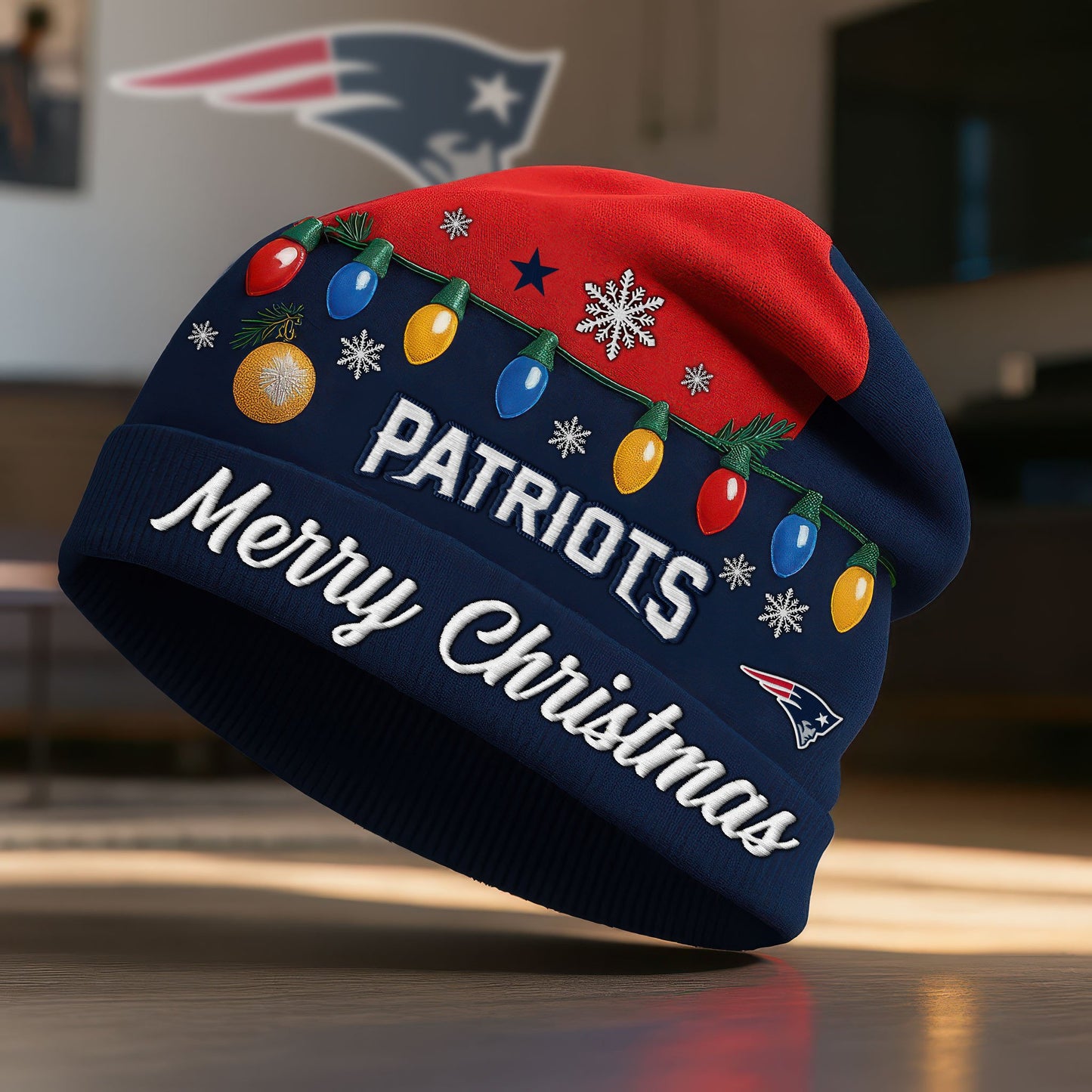 NFL x NE Merry Christmas Beanie Hat HLP