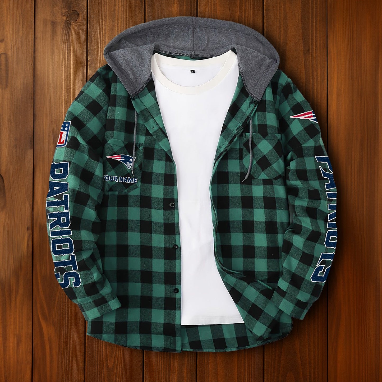 NFL x NE Personalized Flannel Hoodie Shirts HLP