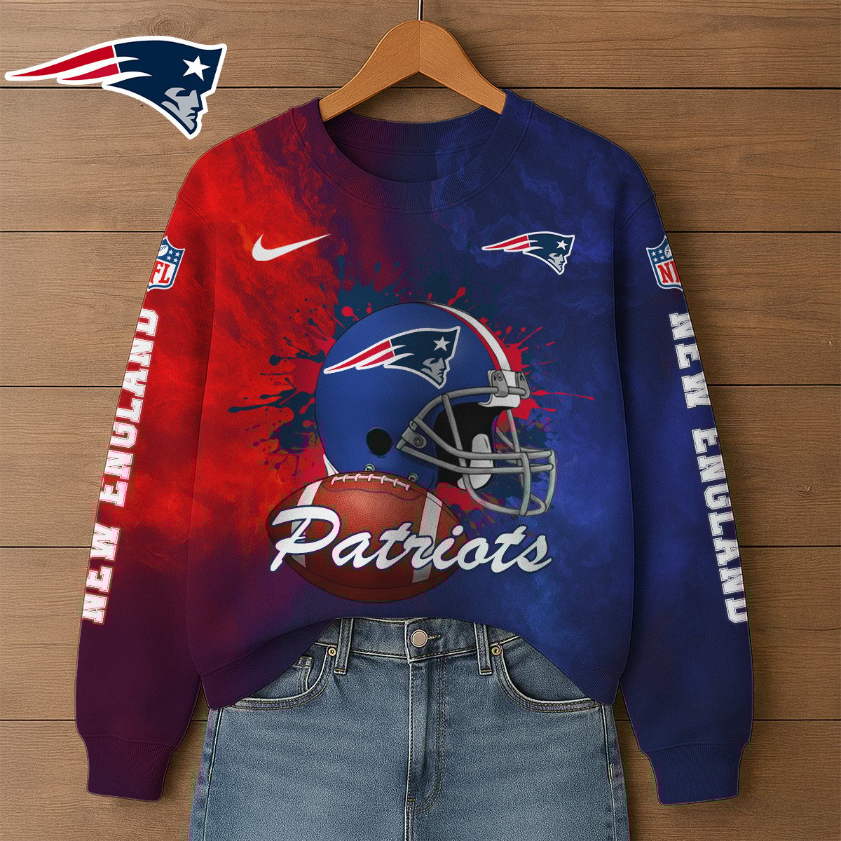 NFL x NE Premium 3D Printed Long Sleeve Sweatshirt HLP 271025