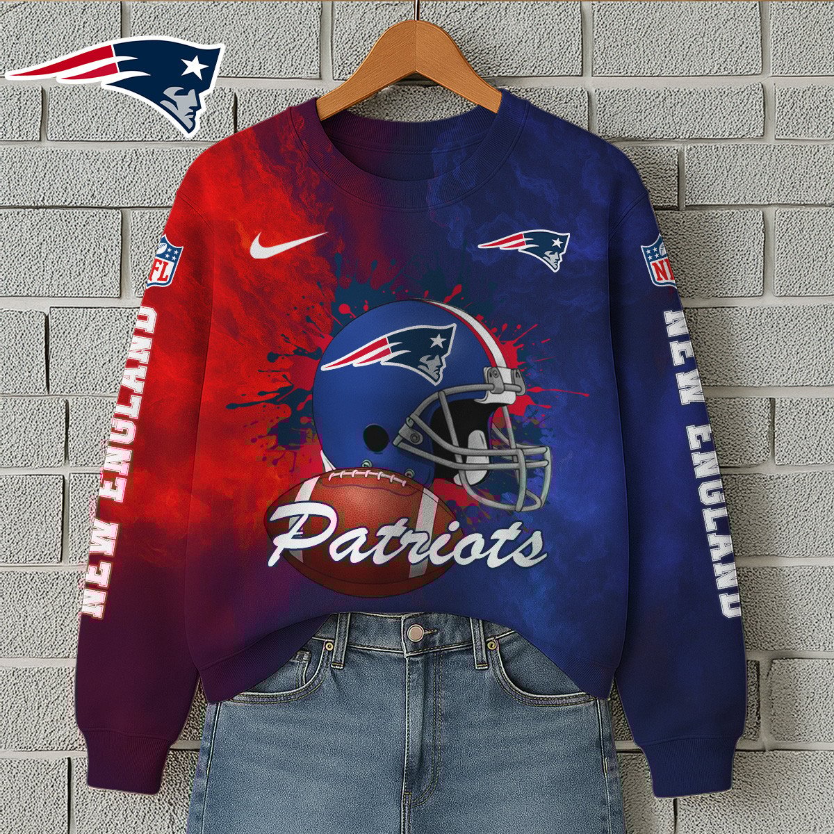 NFL x NE Premium 3D Printed Long Sleeve Sweatshirt HLP 271025