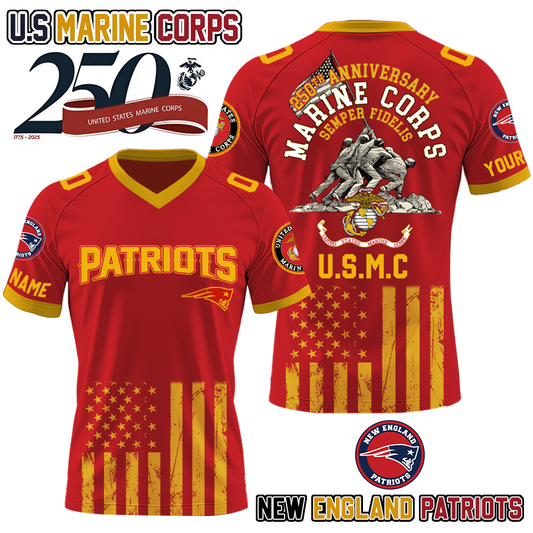 NFL x NE U.S Marine Corps 250th Anniversary Premium-V-neck Short Sleeve Jersey HLP 271025