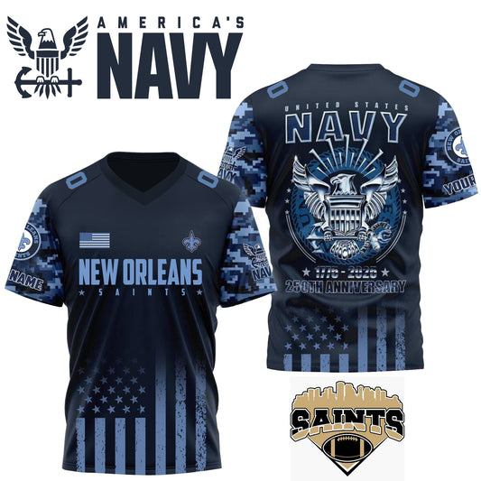 NFL x NO U.S Navy 250th Celebration Premium-V-neck Short Sleeve Jersey HLP 271025