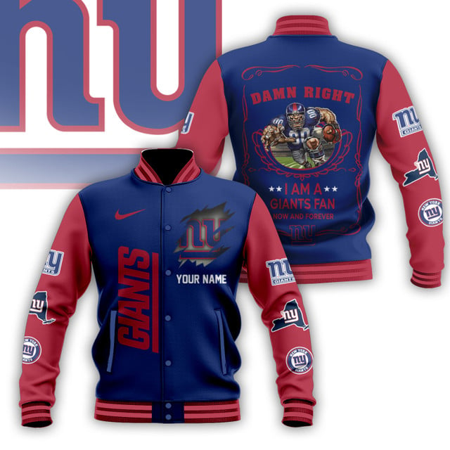 NFL x NYG Personalized Custom Baseball Jacket V1 NAK