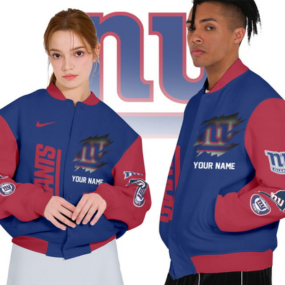 NFL x NYG Personalized Custom Baseball Jacket V1 NAK