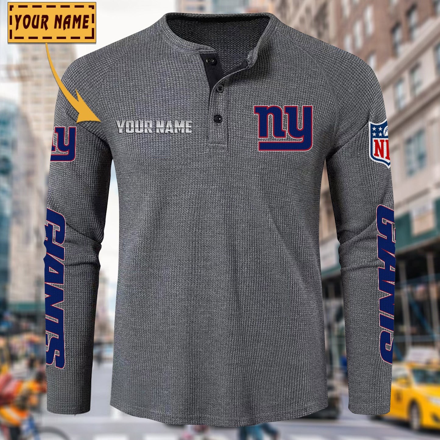 NFL x NYG Solid color long sleeve bottoming shirt henley shirt V1 NAK NHM