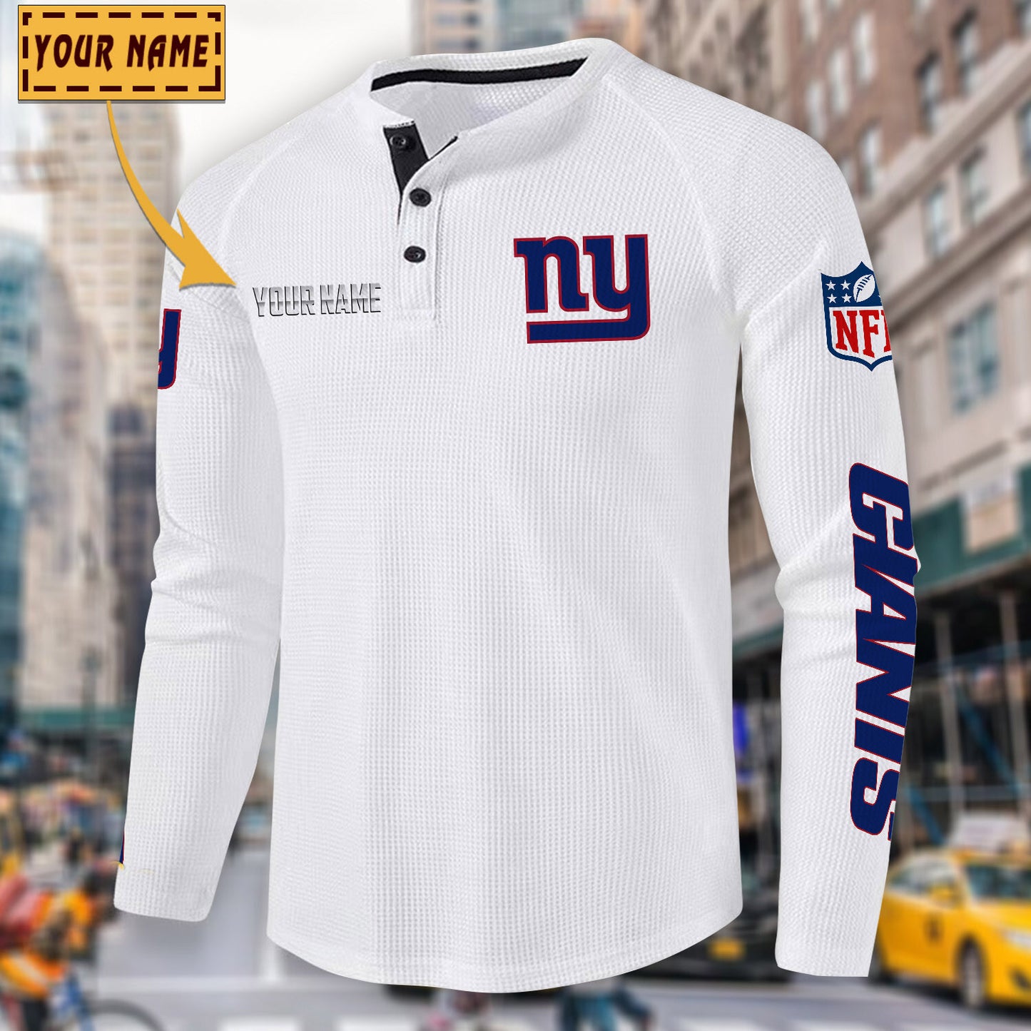NFL x NYG Solid color long sleeve bottoming shirt henley shirt V1 NAK NHM