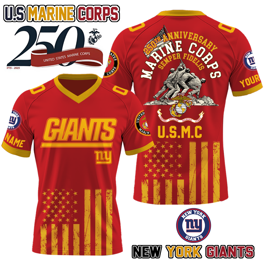 NFL x NYG U.S Marine Corps 250th Anniversary Premium-V-neck Short Sleeve Jersey HLP 271025