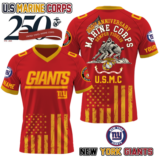 NFL x NYG U.S Marine Corps 250th Anniversary Premium-V-neck Short Sleeve Jersey HLP 271025
