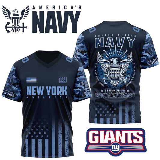 NFL x NYG U.S Navy 250th Celebration Premium-V-neck Short Sleeve Jersey HLP 271025